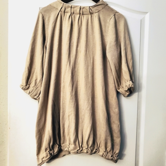 INC 3/4 Sleeve Snap Up Tan Silk Cotton Blend Cardigan 2X - Picture 3 of 6